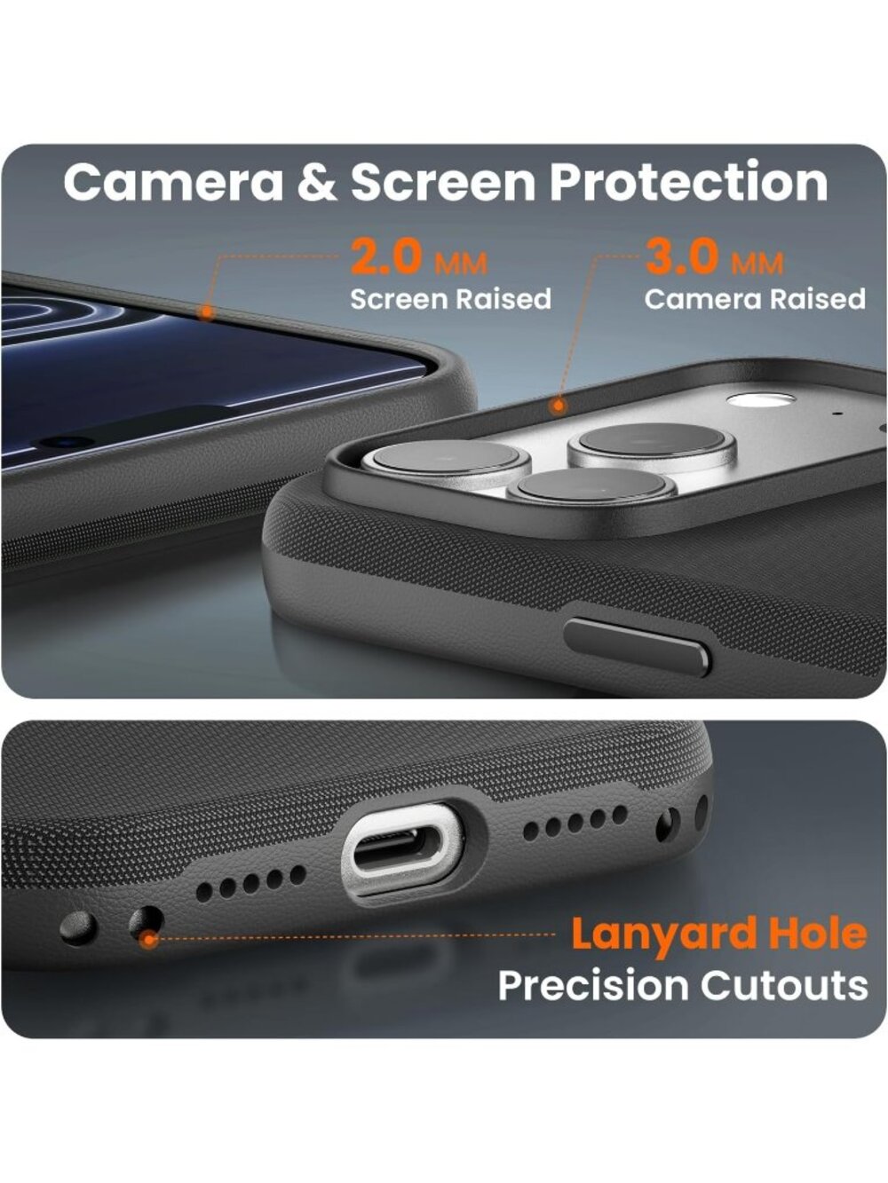 iPhone 18 Pro Max Black Techwoven Drop Protection Shockproof Skin-Friendly Case - Picture 6 of 7